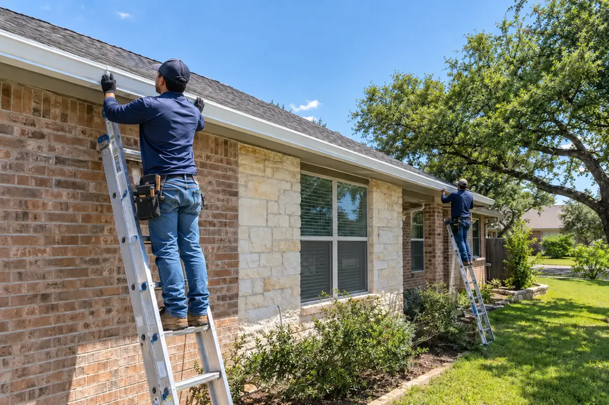 Seamless Gutter Installation in San Antonio project by DNA Restoration & Construction